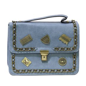 Bolsa Pequena com Patches Azul