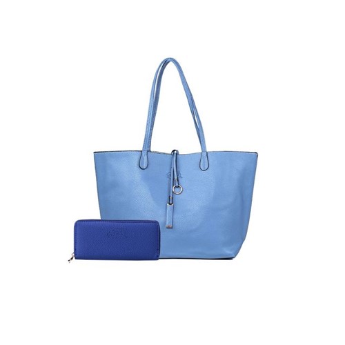 Bolsa Sacola Shopper Azul Bebê + Carteira Básica Azul - Oumai