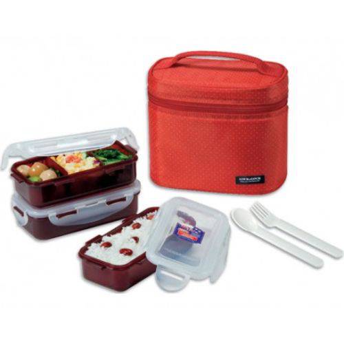Bolsa Térmica Vermelha com 3 Potes Plásticos Herméticos, Hpl754 Red - Lock & Lock