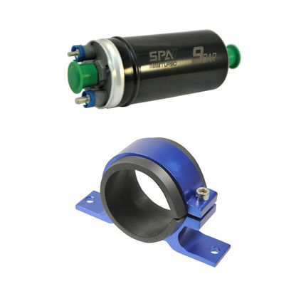 Bomba Elétrica de Combustível Externa 9 Bar + Suporte Azul (SALBCS01-SALSBC01A)