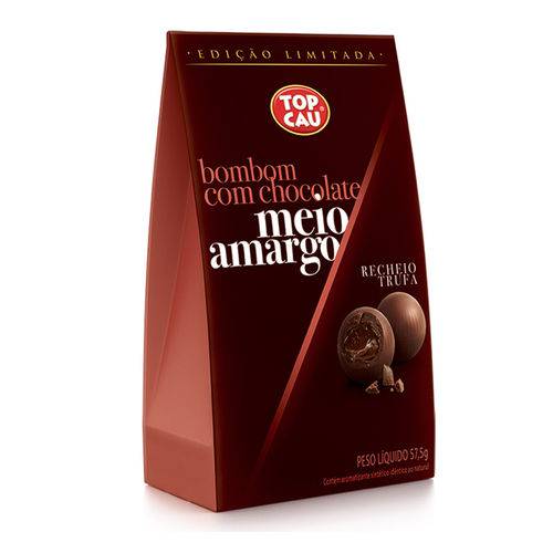 Bombom Chocolate Meio Amargo Trufa 57,5g - Topcau