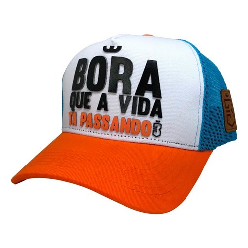 Boné Trucker Bora Azul/Laranja
