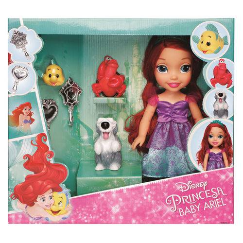 Boneca - 30 Cm - Minha Primeira Princesa Real - Ariel com Pet e Acessórios - Luxo - Mimo