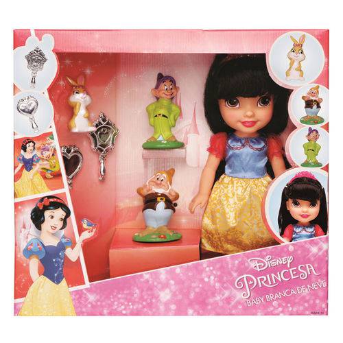 Boneca - 30 Cm - Minha Primeira Princesa Real - Branca de Neve com Pet e Acessórios - Luxo - Mimo