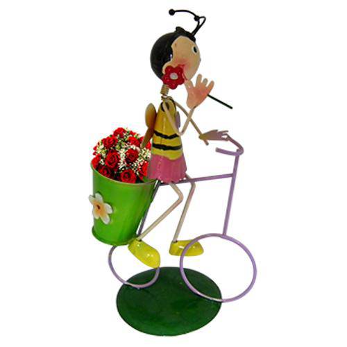 Boneca Abelha com Bicicleta para Enfeite e Decoraçao Jardim e Flores