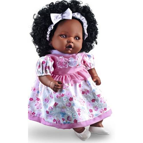 Boneca Angelina Negra 62 Frases - Milk Brinquedos