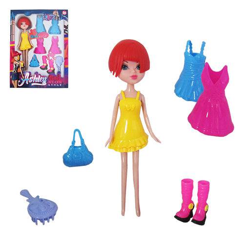 Boneca Ashley Girl Neon Style com Acessorios Colors na Caixa