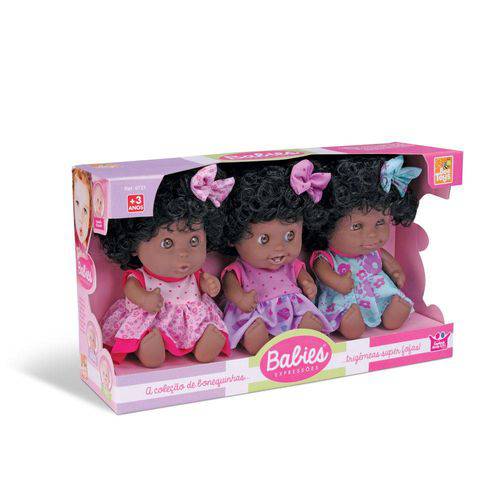 Boneca Babies Expressões Trigêmeas Negra