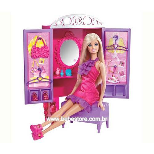Boneca Barbie com Comodos da Casa - Armário