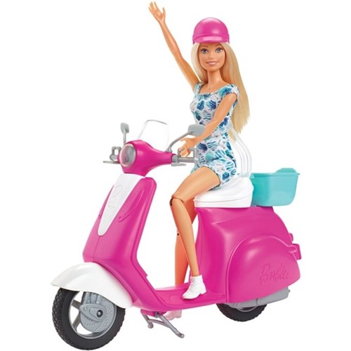 Boneca Barbie com Scooter Gbk85 - MATTEL