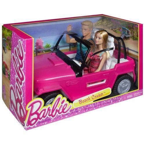 Boneca Barbie e Boneco Ken com Automóvel - Veículo de Praia Carro da Barbie CJD12 - Mattel