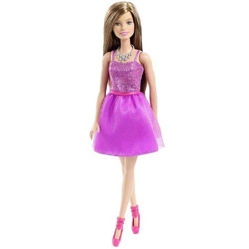 Boneca Barbie Fashion And Beauty - Glitter - Morena Vestido Roxo Dgx81
