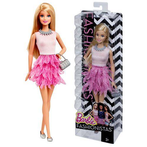 Boneca Barbie Fashionistas Loira Roupa Fashion Cor de Rosa - Mattel / Ano de Fabricação: 2014