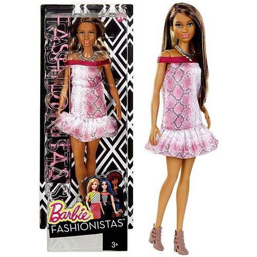 Boneca Barbie Fashionistas Morena Negra Pretty In Python Doll Número 21 - Mattel
