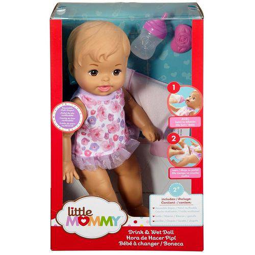Boneca Bebê Baby Little Mommy Hora do Faz Xixi com Acessórios Mamadeira Chupeta e Fraldinha - Mattel