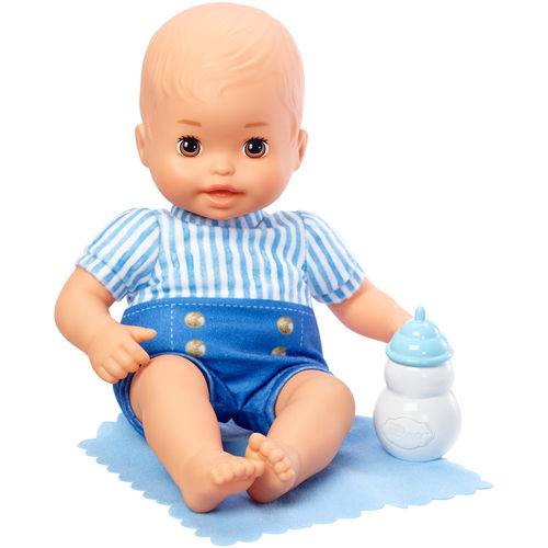 Boneca Bebê - Little Mommy - Recém Nascido - Roupinha Listrada Azul - Mattel