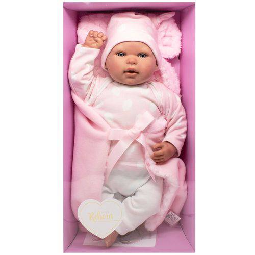 Boneca Bebê Reborn Olhos Abertos Rosa Baby Brink