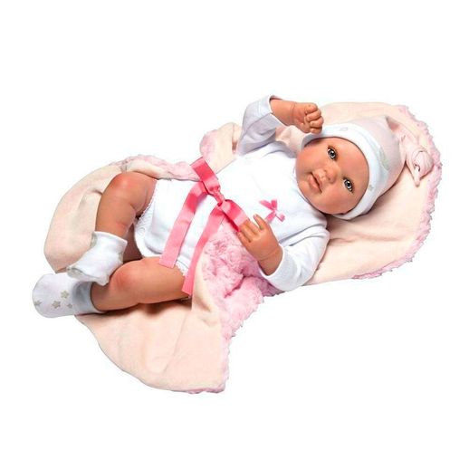 Boneca Bebê Reborn Rosa Olhos Abertos - Novabrink