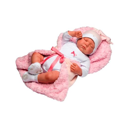 Boneca Bebê Reborn Rosa Olhos Fechados - Novabrink Boneca Bebê Reborn Rosa Olhos Fechados - Nova Brin