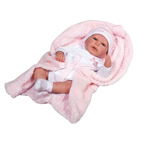 Boneca Bebê Reborn Roupa Rosa com Olhos Abertos - Baby Brink - BABY BRINK