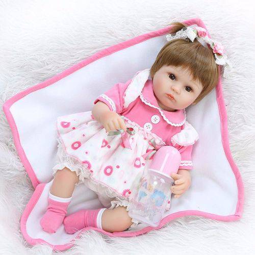 Boneca Bebê Reborn Silicone Alice 40 Cm