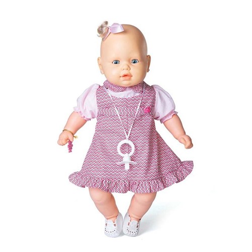 Boneca Bebezinho Branco - Vestido Rosa Listrado - Estrela - ESTRELA