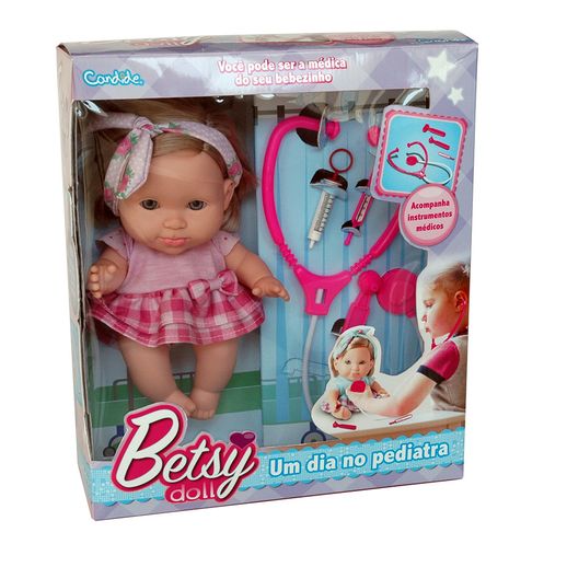 Boneca Betsy Doll um Dia no Pediatra Rosa - Candide