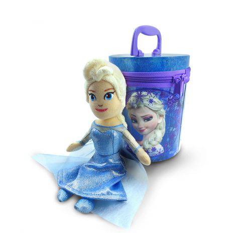 Boneca Chaveiro Elsa 23cm na Lata Frozen Disney