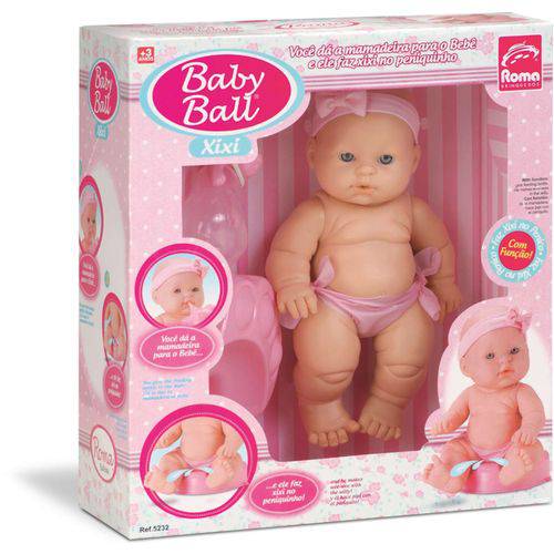 Boneca com Mecanismo Baby Ball Xixi Vinil 22 Cm Roma