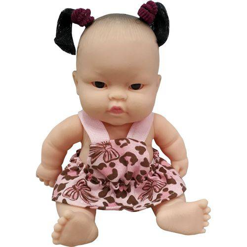 Boneca Cotiplás Coleção Bebê Mini Pedacinho - Macacão Rosa/marrom