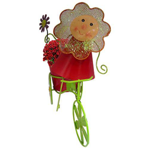 Boneca de Flor com Bicicleta para Enfeite e Decoraçao Jardim e Flores (Bon-P-11)