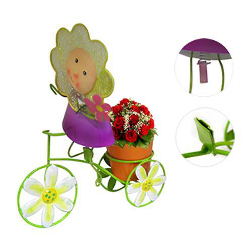 Boneca de Flor com Bicicleta para Enfeite e Decoraçao Jardim e Flores