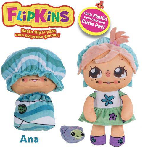 Boneca de Pano Macia Flipkins 2 em 1 com Mini Pet Dtc - Modelo:1 - Ana