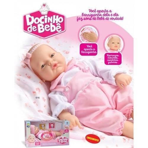 Boneca Docinho de Bebê Emite Sons Diver Toys - 616