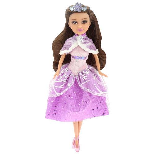 Boneca e Acessórios - Sparkle Girlz - Winter Princess - Morena com Vestido Roxo - Dtc