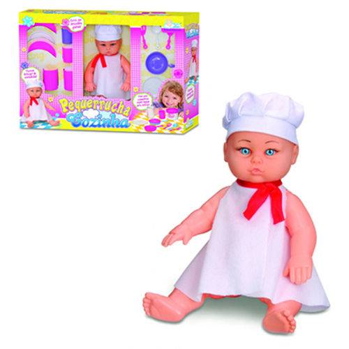 Boneca Pequerrucha Cozinheira com Kit Cozinha Infantil