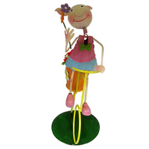 Boneca Porquinha com Bicicleta para Enfeite e Decoraçao Jardim e Flores