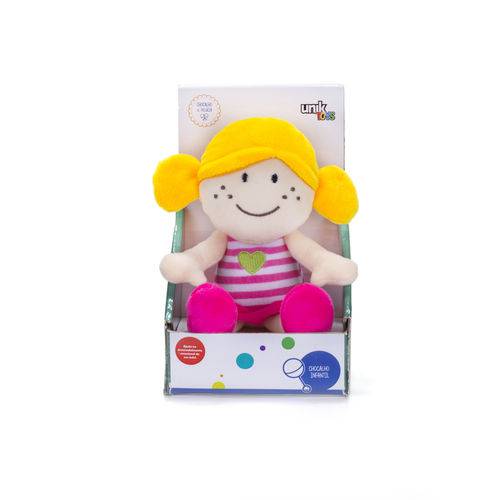 Boneca Rosa de Pelúcia - Chocalho Infantil - Unik Toys