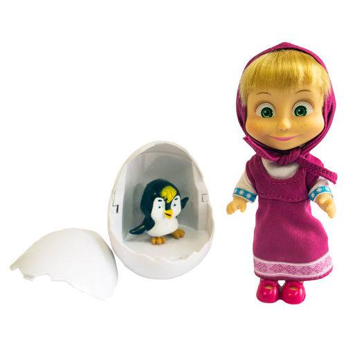 Boneca Sem Mecanismo - 10 Cm - Masha e o Urso - Masha e o Pinguim - Sunny