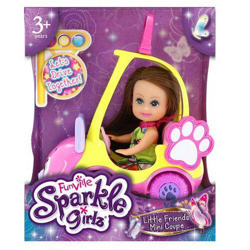 Boneca Sparkle Girlz Morena & Carro Mini Sparkles Gatinho - Dtc 4806