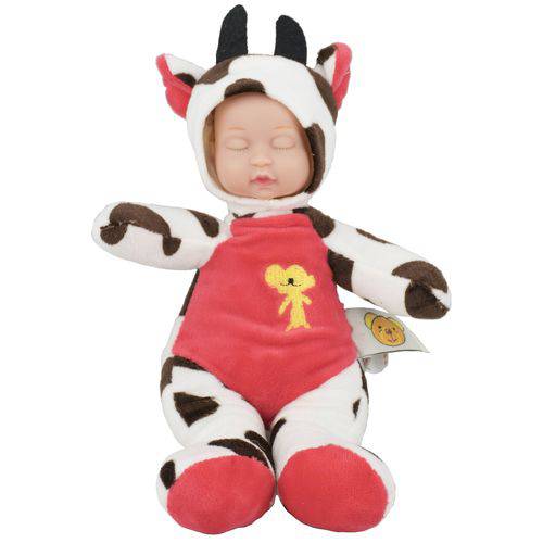 Boneco Bebê Fofo com Roupinha de Bichinho Girafa, Vaca, Urso e Tigre BBR TOYS