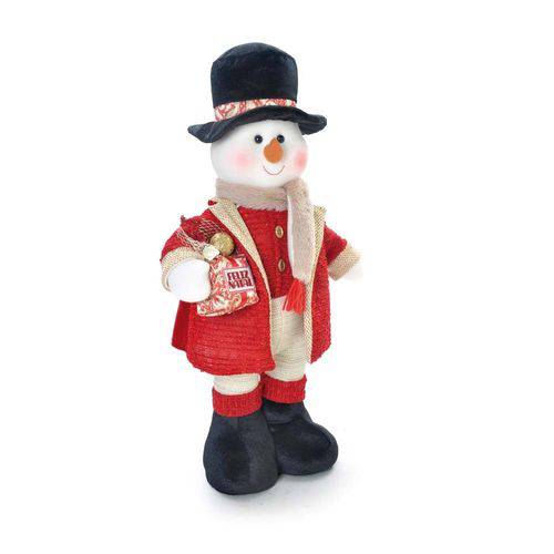Boneco de Neve Decoração Natal 48 X 29 Cm Vermelha