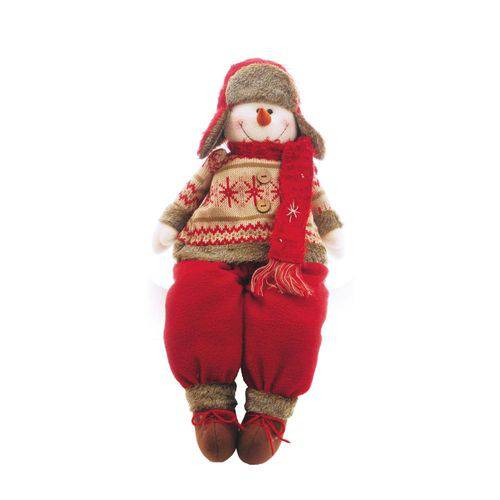 Boneco de Neve Decoração Natal 54cm Vermelho