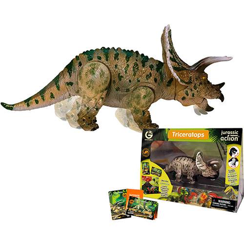 Boneco Jurassic Action Triceratops Médio - Geoworld