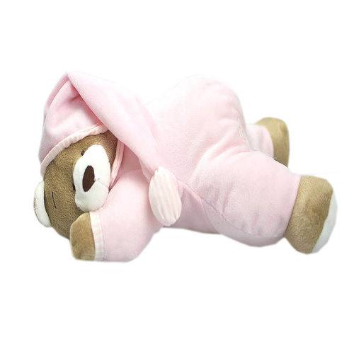 Boneco Urso Nino Deitado Rosa com Chocalho - Zip Toys