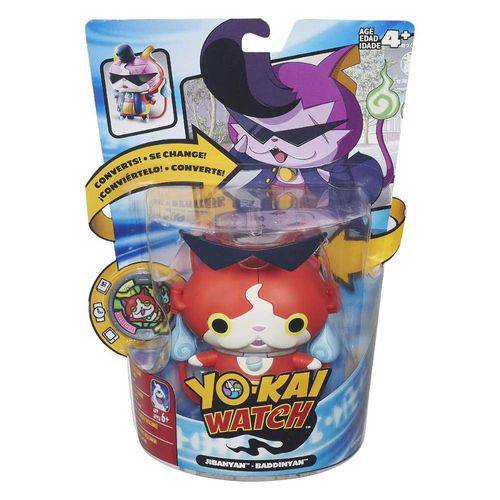Boneco Yo-kai Watch Jibanyan Transformavel + Medalha Hasbro