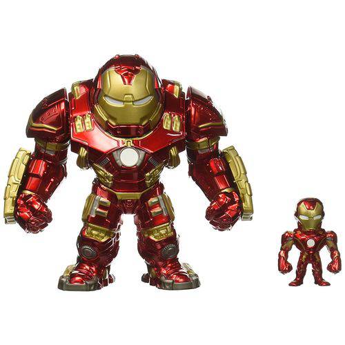 Bonecos de Metal Hulkbuster 16cm e Homem de Ferro 6cm - Jada Toys - Dtc