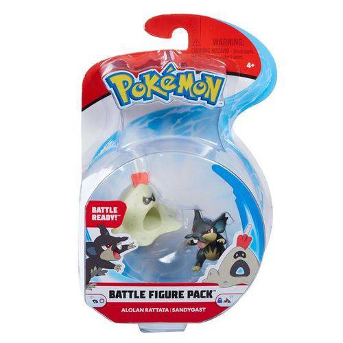2 Bonecos Pokémon Sol e Lua Rattata de Alola Vs Sandygast Wicked Cool Toys - Suika