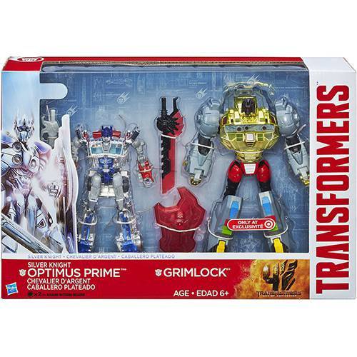 Bonecos Transformers 4 - Grimlock e Optimus Prime Silver Knight - Hasbro