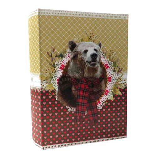 Book Box Pet Pop Urso Colorido em Tecido - 30x20 Cm